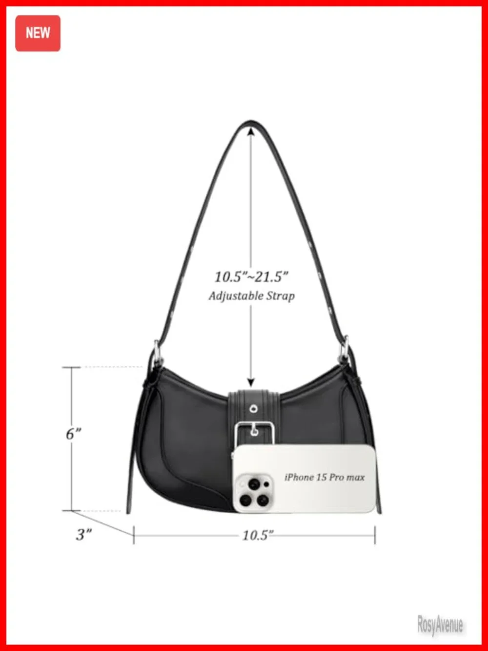 Retro Vegan Leather Crescent Hobo Bag with Adjustable Strap